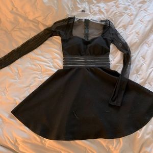 Mesh black skater dress